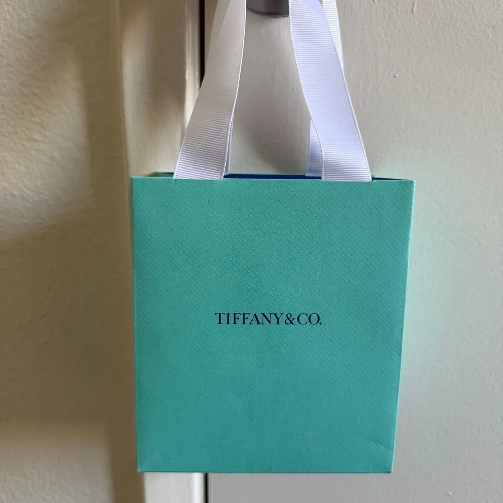 TIFFANY & CO Turquoise Blue Mini Paper Gift Bags Tote Reusable V Day Birthday